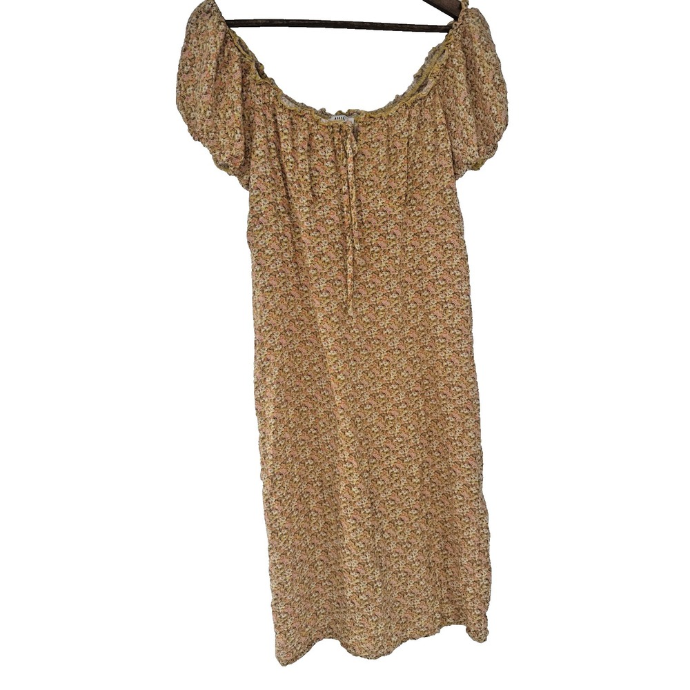 Floral Mini Dress Puff Sleeve AUW Off The Shoulder Keyhole Neckline L‎ milkmaid
